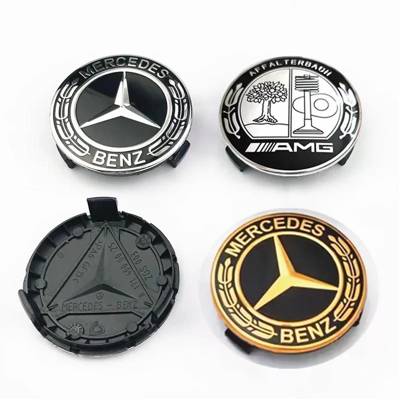 Car Sticker 4pcs Wheel Center Cap 75mm 3 pin AMG Apple Tree New Black Dark Light Blue Wheat Styling Badge For Mercedes Benz Hub