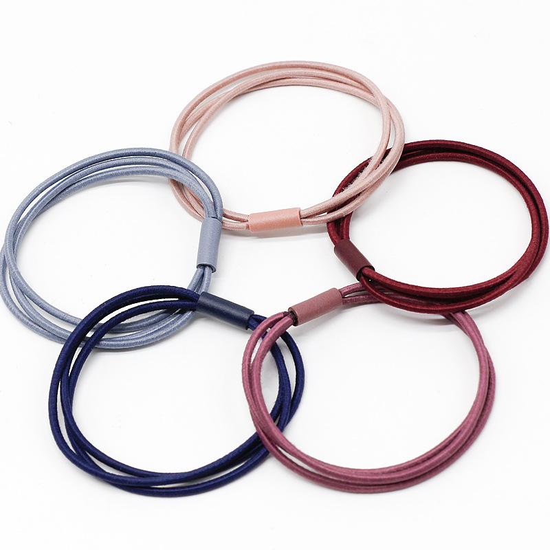 5Pcs/Lot Fashion Women Girls Rubber Bands Ponytail Holder Three-layer Elastic Hairbands Simple Solid Hair Accessories Scrunchie