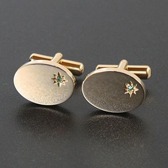 Kamakura Cufflinks Workshop May Birthstone Gold Emerald Cufflinks (Cufflinks, Cufflinks)