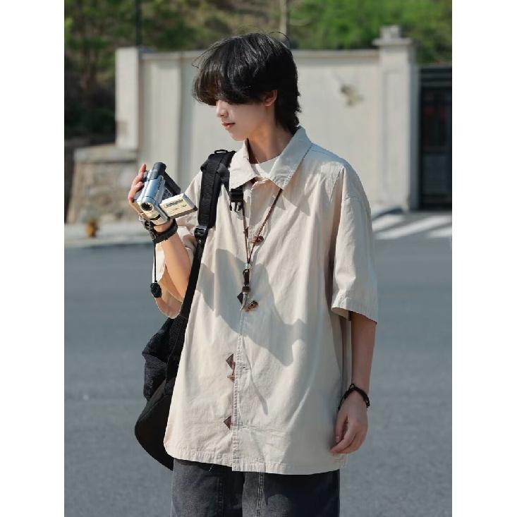 Футболка-поло с коротким рукавом и отложным воротником, мужская модная летняя футболка, корейская версия, облегающая, трендовая, универсальная футболка, топ