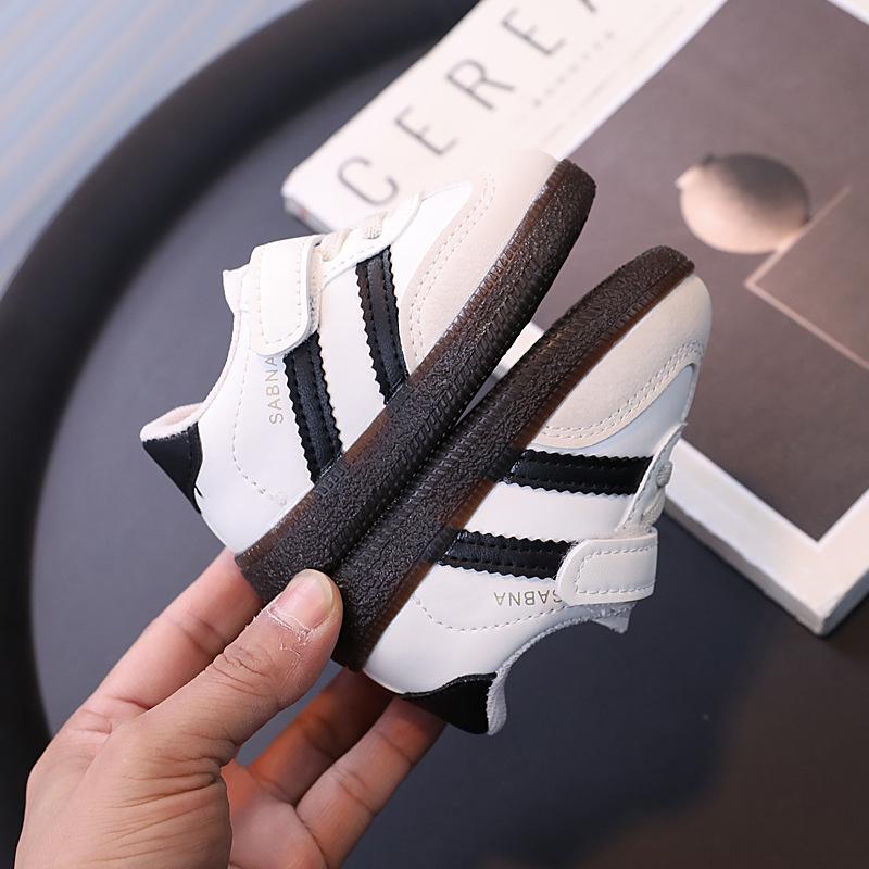 2024 Spring/Autumn Toddler Shoes for Boys & Girls (1-2 Years) - Leather, Sporty Small White Sneakers