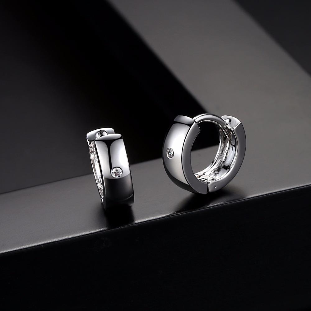 LUOTEEMI Small Hoop Earrings Piercing Huggie Earrings for Women or Men Brincos Jewelry White Cubic Zirconia Earrings