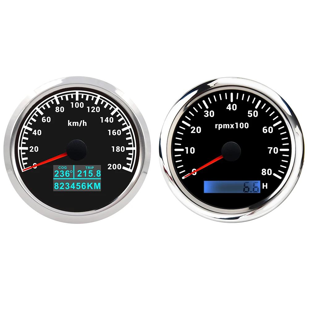 Universal 85mm GPS Speedometer 30KNOTS 60KNOTS 60K 120K 200K with 4K 6K 8K RPM Tachometer with 7 Colors Backlight for Car Boat
