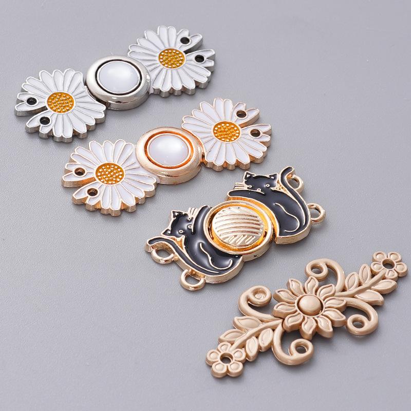 Removable, no-sew, no-nail waist button for jeans. Daisy waist button for slimming jeans.