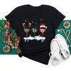 Women Casual Christmas Wine Glass Printed Women Black T-shirt O-neck Top Streetwear Short Sleeve Female Christmas Shirt