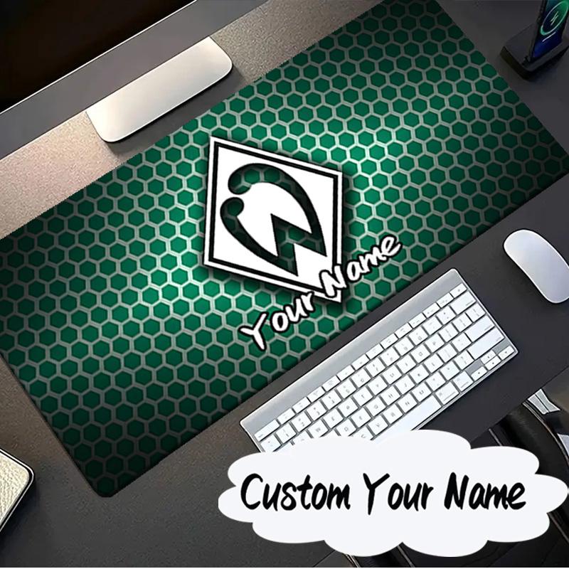 Custom Name Mouse pad Green Bremen Pattern Mouse pad, Gaming Mouse Pad, keyboard pad, Desk Decor for computer notebook Fan Birthday Gift
