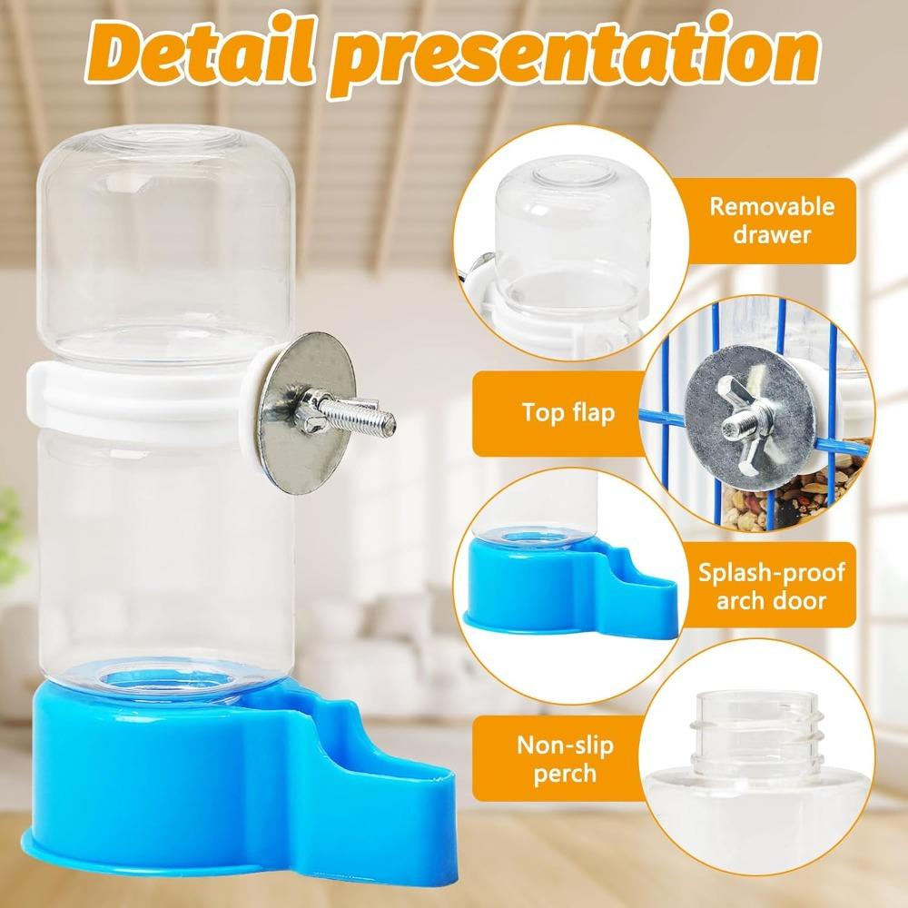 2 Pack Automatic Bird Water Dispenser Splash Proof Gravity Feeder for Cages with Suction Cups, Blue and White