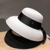 Retro French Hepburn Style Versatile Hat Female Internet Celebrity Fashion Korean Version Sun Hat Satin Strap Straw Hat