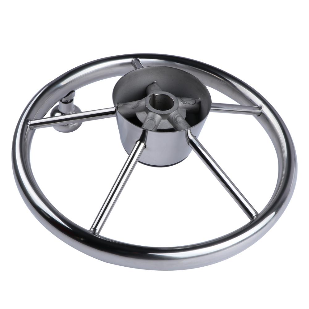 Boat Accessories Steering Wheel With knob Stainless Steel 5 Spoke 25 Degree 11'' For Marine Yacht
