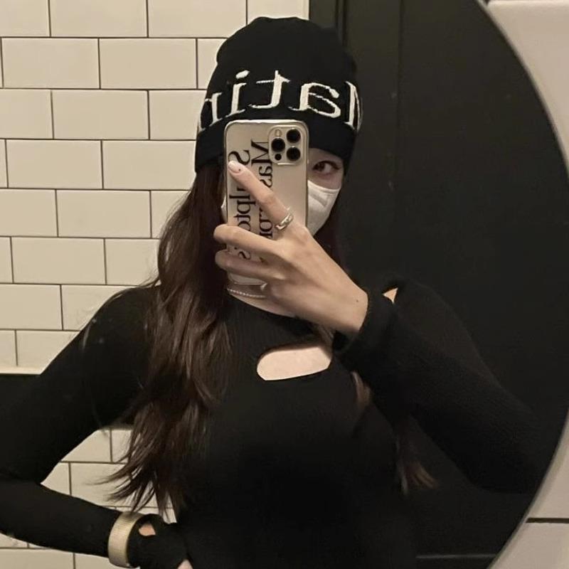 Зимняя сумка, дисплей для головы, лицо, маленький цветочный горшок, шляпа, письмо, хлопковая пряжа, вязаная шляпа-ведро, женская, полая, однотонная маска для лица