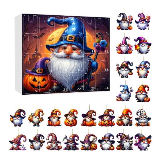 Календарь Адвента на Хэллоуин 2025 Ужасающий кулон-гном Коробка для отсчета 24 дней Милые мини-персонажи