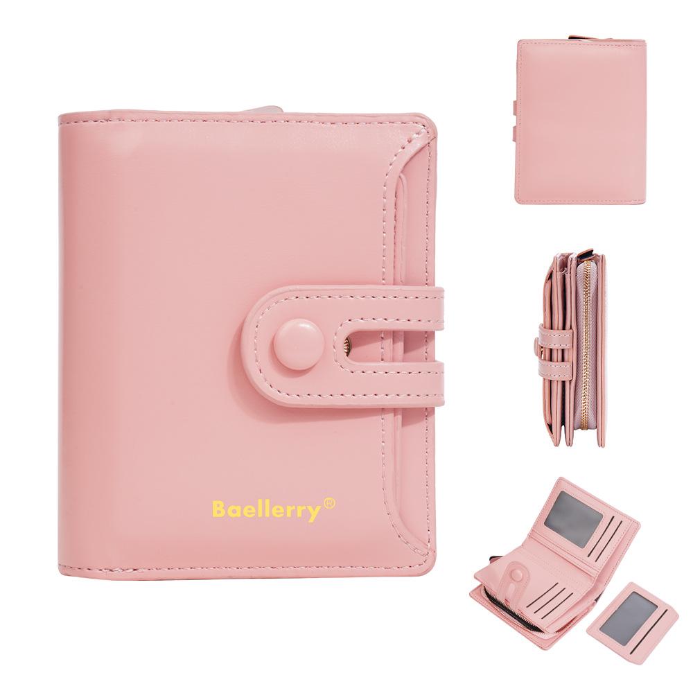 Женский кошелек Baellerry из блестящей кожи с масляной восковой пропиткой - Короткий, Много отделений для карт, Карман для монет на молнии, Универсальный дизайн