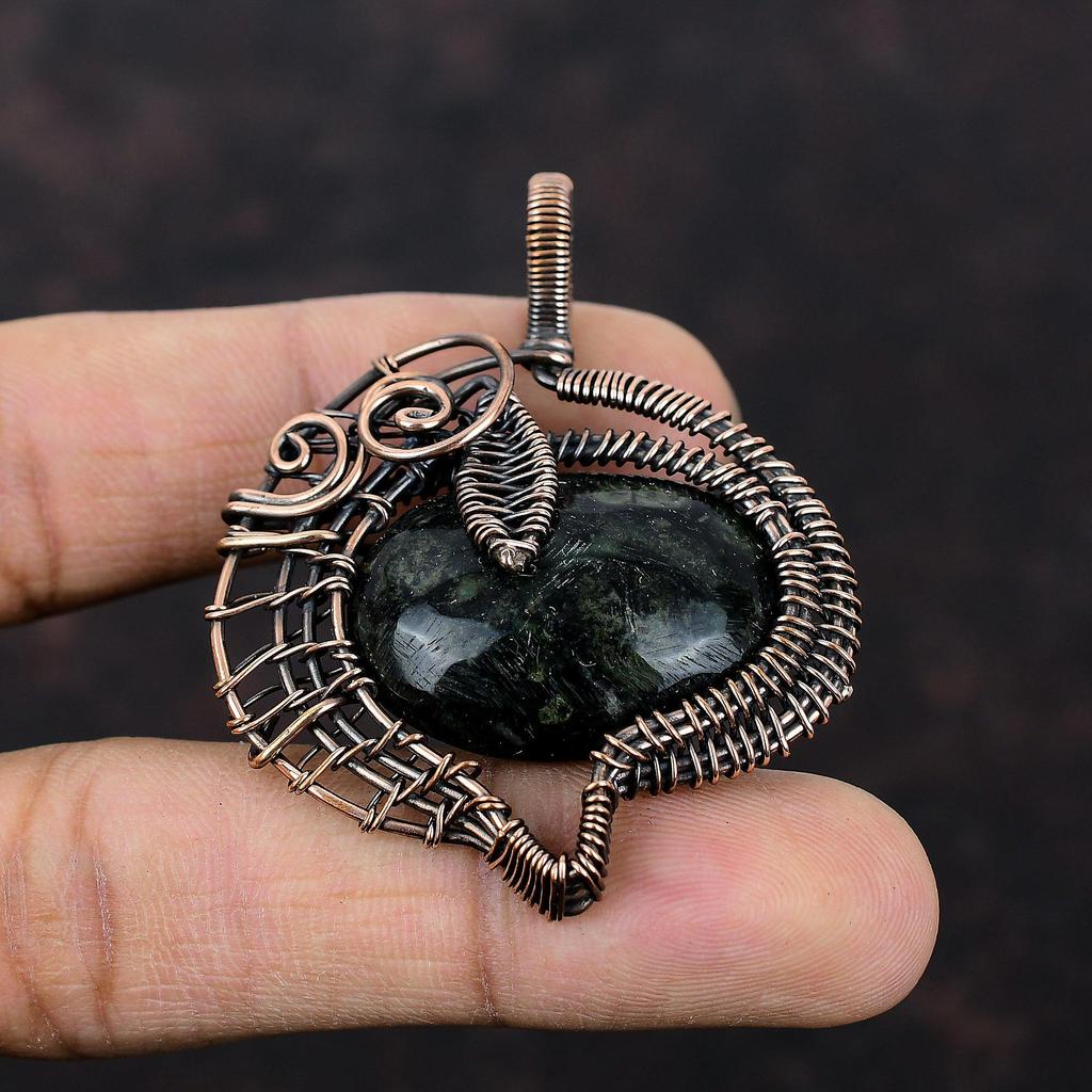 Kambaba Jasper Gemstone Pendant Copper Wire Wrapped Jewelry Designer Pendant Handmade Wire Wrap Pendant Unique Copper Pendant Gift For Women