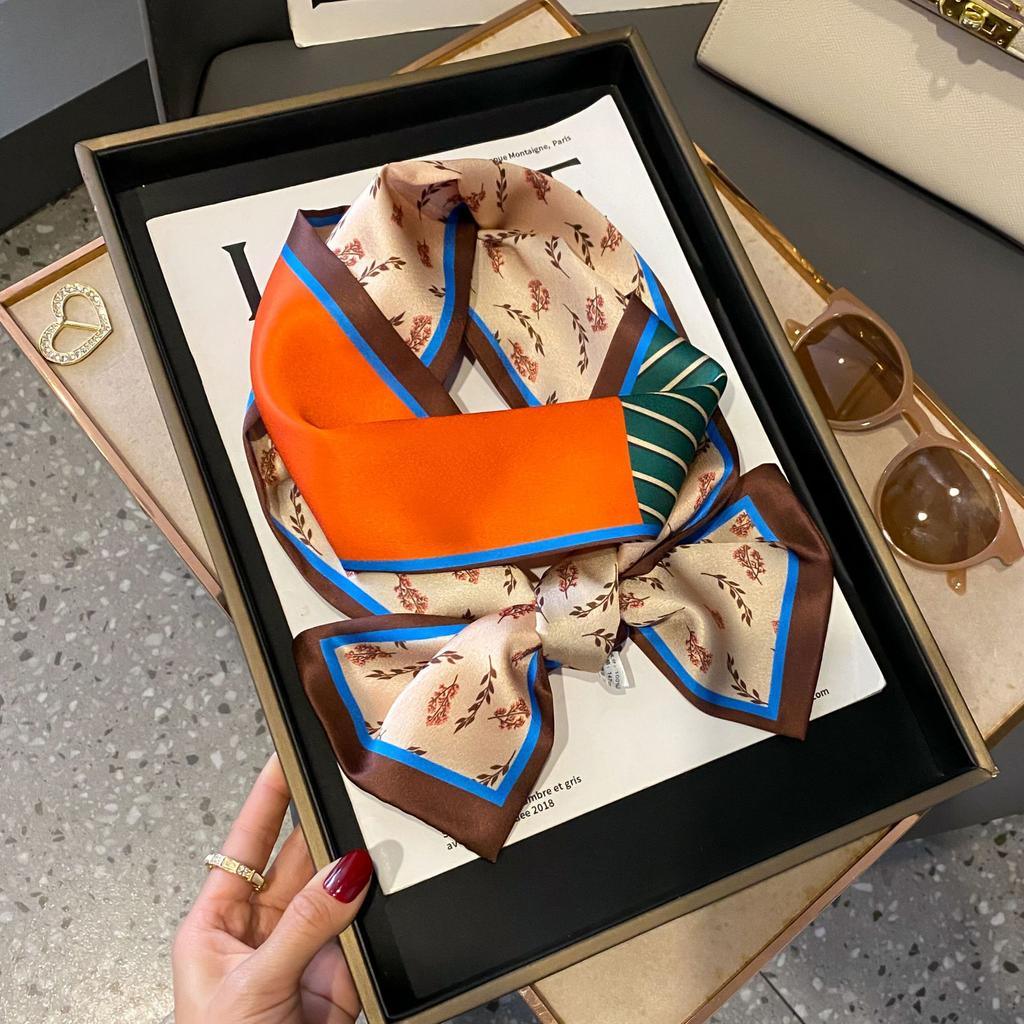 Luxury Summer Long Silk Scarf Female Animal Horse Print Thin Narrow Scarf Bag Hair Band Ribbon Scarfs Women Neckerchief