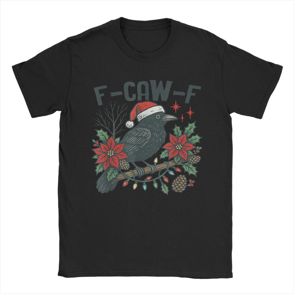 F-Caw-F Black Crow Pun Funny Bird Cawing Grunge T Shirt Popular T-Shirts Short Sleeve Funny Tops O Neck Oversize Tees