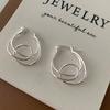 1 пара серебряных сережек-колец с узлом - Уникальный дизайн с переплетенными линиями, Гипоаллергенный корейско-японский стиль, Модная бижутерия в подарок для повседневной носки