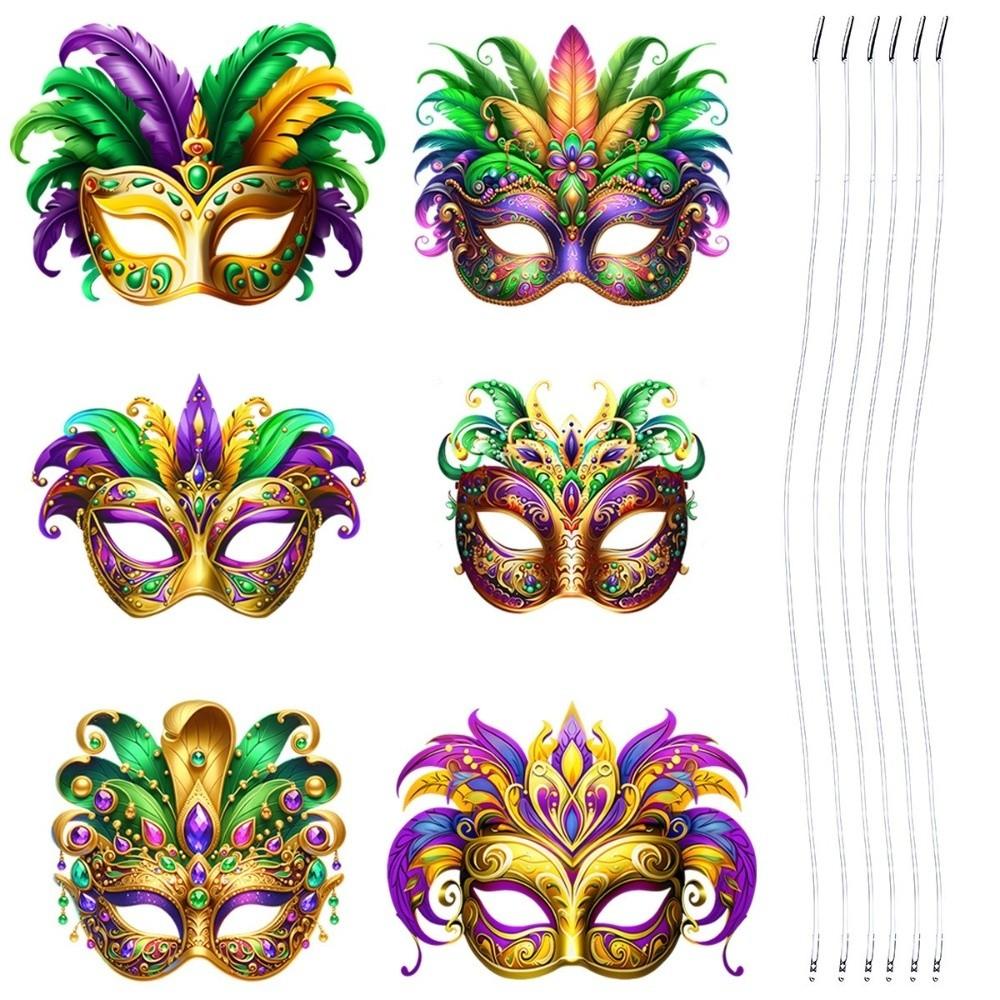 6Pcs DIY Carnival Masquerade Mask Venetian Party Half Face Mask Mardi Gras Mask  Party Makeup Ball