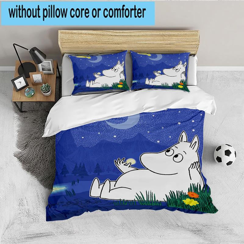 Moo-min Family Celebration 3PCS Bedding set,Ideal for 1pc Duvet Cover And 2pcs Pillowcases Perfect for Fan gift,Ideal for Bedroom, Dormitory
