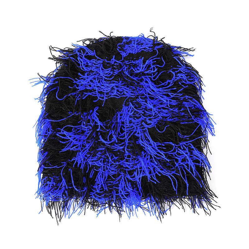 Winter Knit Beanie with Tassel Camo Jacquard Acrylic Warm Skull Cap for Outdoor Cycling Windproof