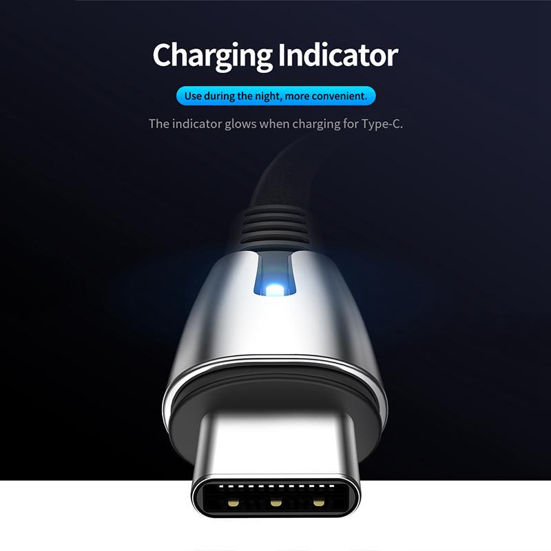 ROCK Кабель USB типа C, 2,4 А, быстрая зарядка через USB, зарядное устройство типа C, кабель для передачи данных, провод из цинкового сплава USB-C