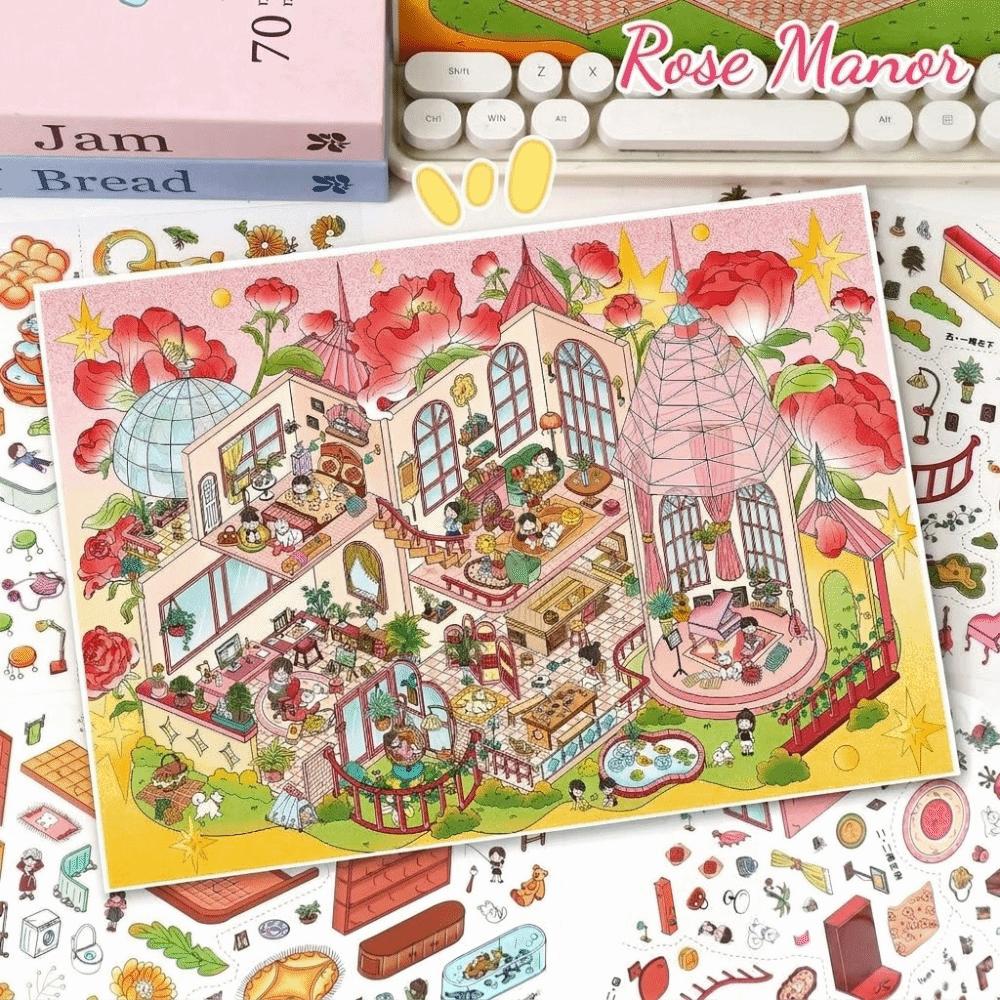 3D 3D Landscape Sticker 2 Themes DIY Cabin Scene Sticker Cute DIY Toy Game Stickers  Decompress