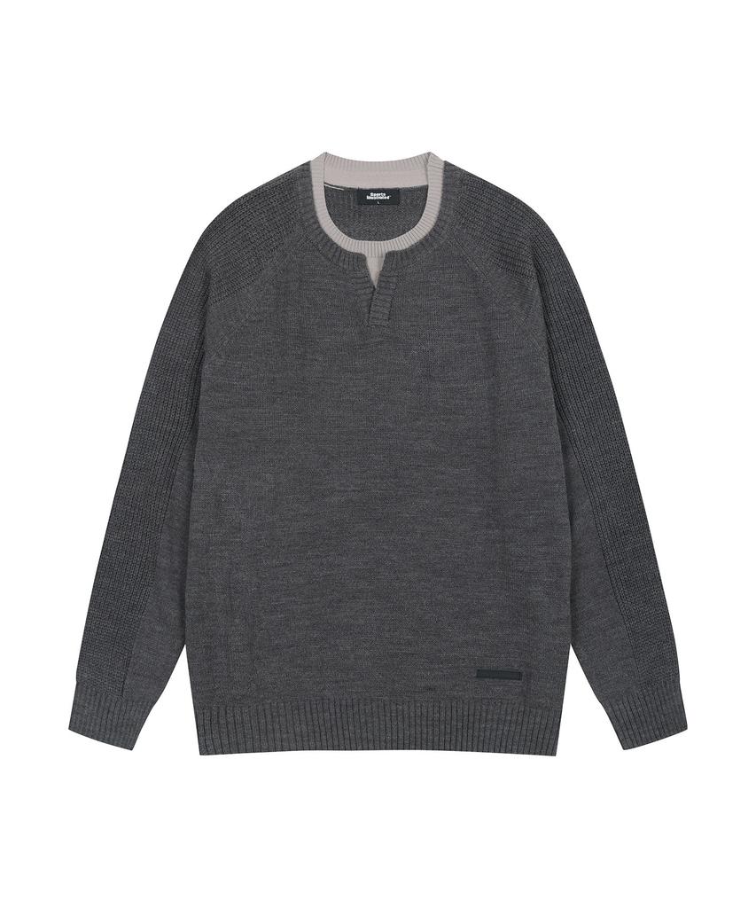 SPORTS ILLUSTRATED Double Collar Round Knit (Dark Gray)