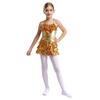 Girls Tiered Ruffle Sequins Dance Dress V Neck Sleeveless Cutout Metallic Design Stage Performance Gown