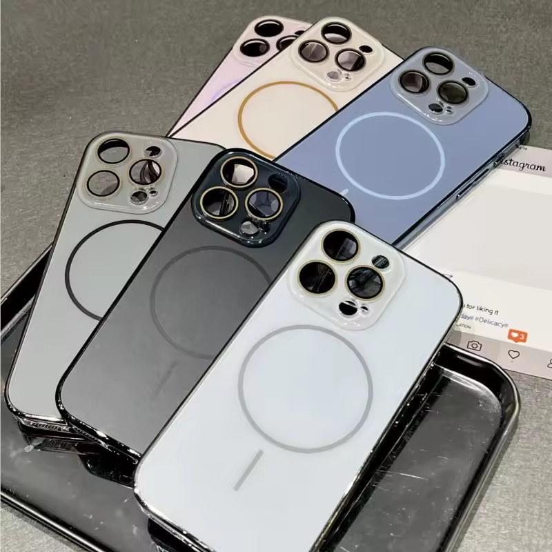 Роскошный AG Nano закаленное стекло для Magsafe чехол для iPhone 16 15 14 Plus 13 12 Pro Max беспроводная зарядка матовая жесткая задняя крышка