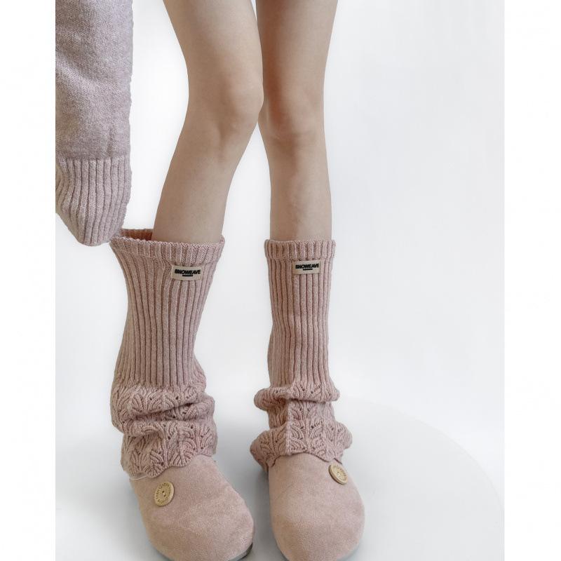 Versatile Wool Button High Luxury Stacking Socks Thickened Cloth Label Temperament Double Needle Cotton Socks Children