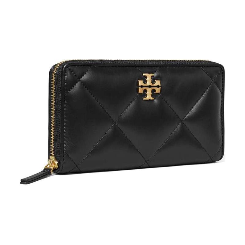 TORY BURCH Kira Kira Diamond Quilted Zipper Closure Leather Wallet Women's Black 154989001