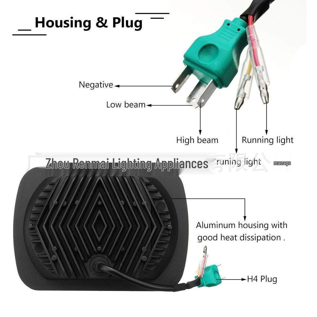 New 7-Inch Square LED Headlight for Wrangler Trucks (Compatible with 5x7 & 6x7)