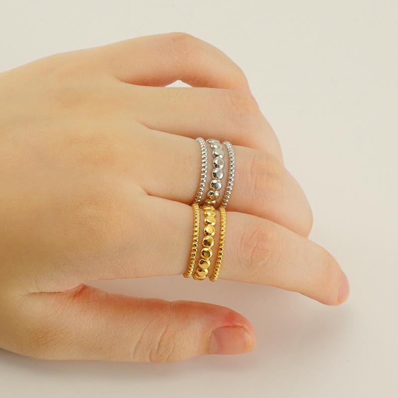 Titanium steel hollow ring niche light luxury fashion design Titanium steel ring opening adjustable female