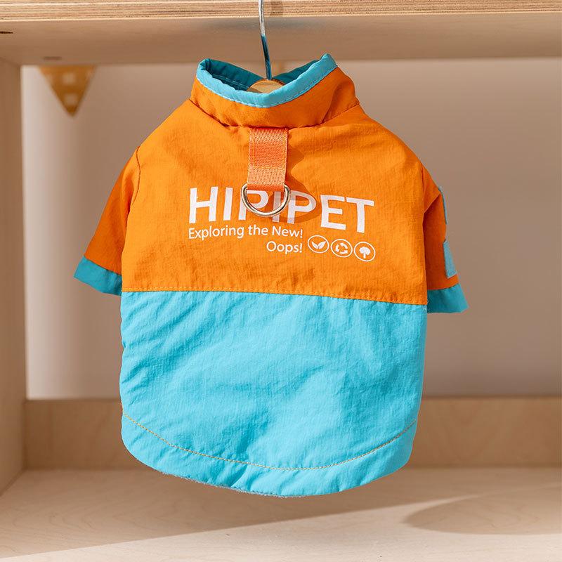 Уличная куртка для собак с цветными блоками, теплая стеганая куртка для собак малых пород, зимняя ветрозащитная одежда для питомцев, уютная флисовая подкладка, одежда для щенков