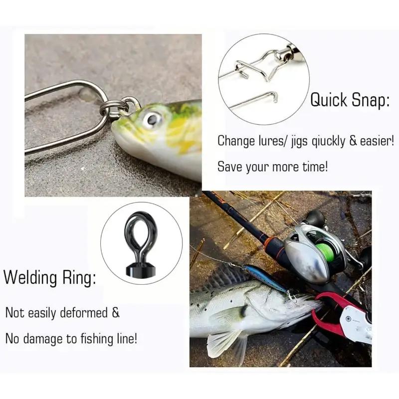 50 шт/коробка Рыболовный соединитель Штифт 4# 6# 8#10#12# Вертлюг с застежкой Рыболовный крючок Вертлюги на шарикоподшипниках Застежки Соединители для быстрого соединения Аксессуары