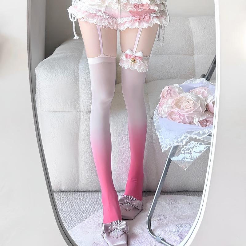 Фиолетовые двухцветные носки до колена с градиентным переходом Jk Высокие гольфы