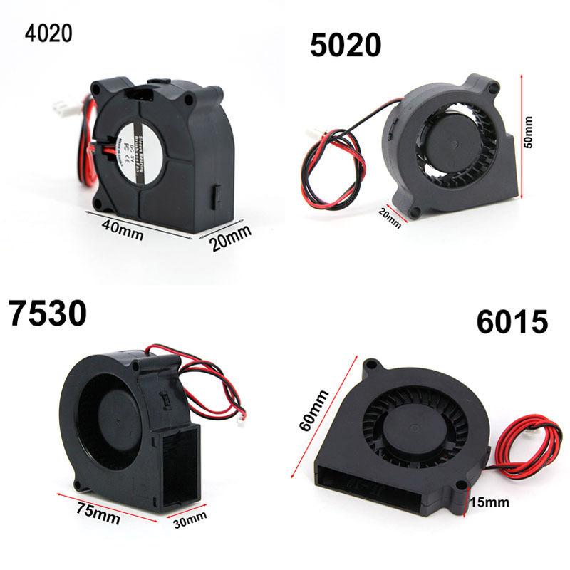 2Pin 4cm 5cm 6cm 7cm DC 5V 12V 24V 4020 5015 5020 6015 7530 Blower Turbo Cooling Fan Brushless for 3D Printer Cooler h