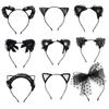 Women Girls Masquerade Lace Cosplay Headwear Hair Accessories Cat Ear Headband Fancy Dress Hairband