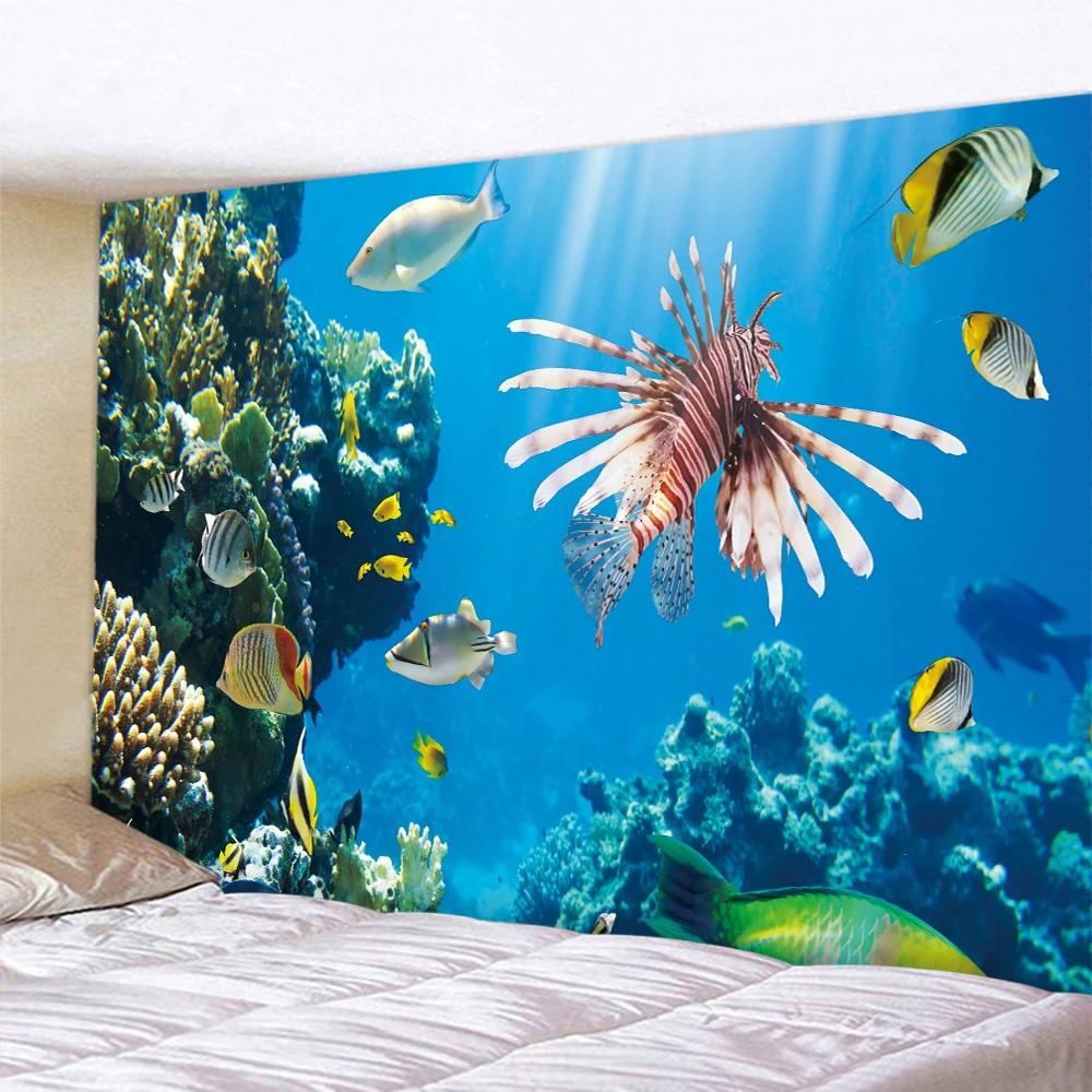 Underwater World Home Decoration Tapestry Scene Bedroom Wall Yoga Mat Background Cloth