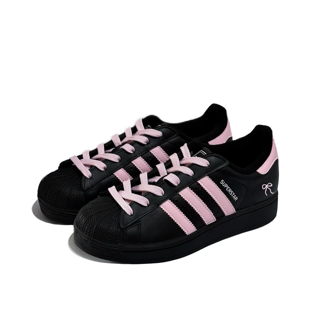 Adidas Originals Superstar 2 Cushioning Abrasion Resistant Lightweight Low top Skateboard Shoes Unisex Black Pink JI0079(Team924-)