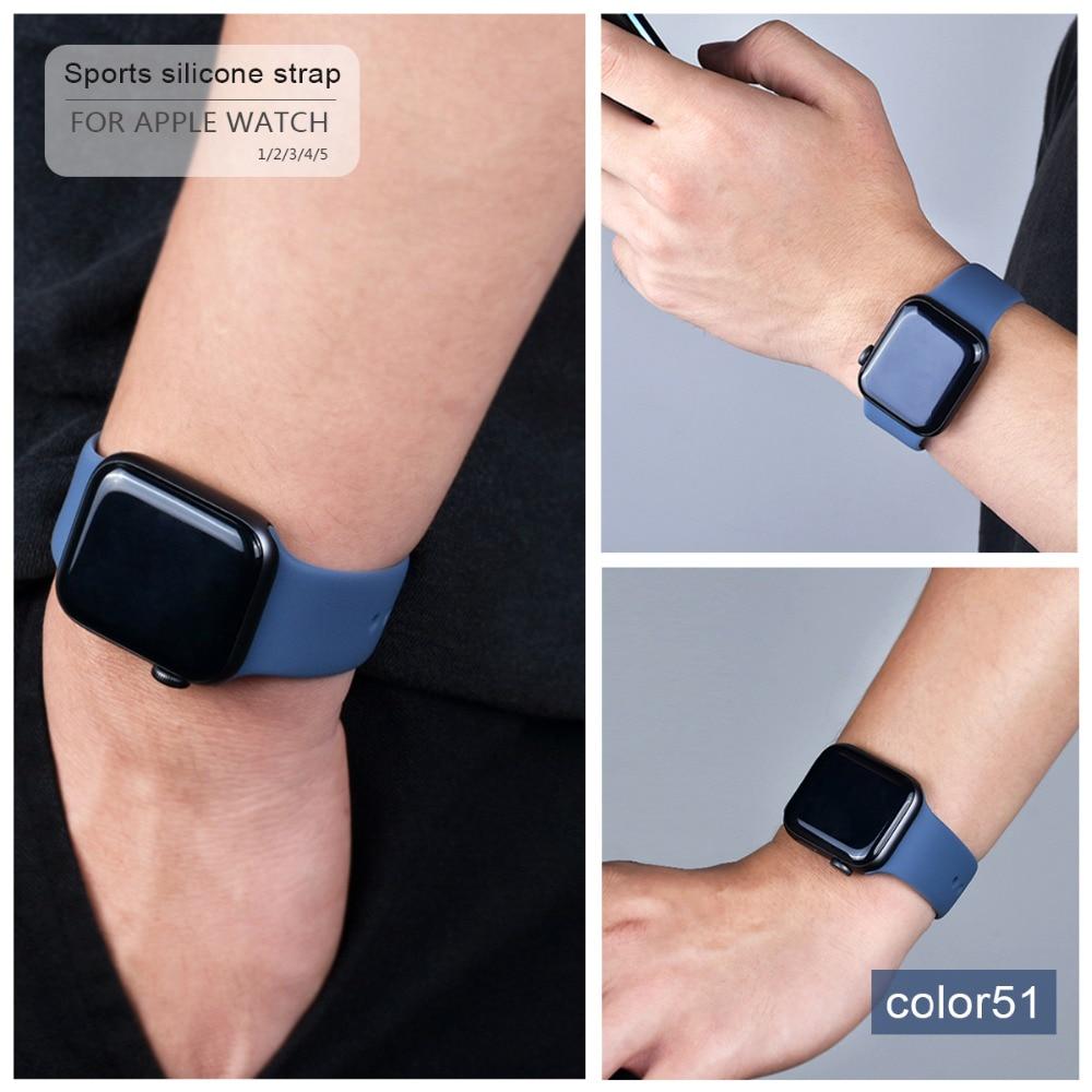 Мягкий силиконовый спортивный ремешок для Apple Watch 6 SE 5 4 3 2 1 38 мм 42 мм резиновый ремешок для часов для Iwatch series 5 4 40 мм 44 мм