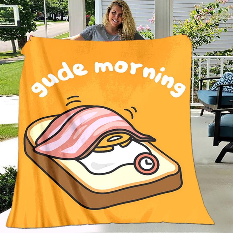 1pc Blanket Sanrio Gudetama1 Print Design, Lightweight Blanket for Sofa, Bed- Soft &Warm, Gift for All Seasons like Christmas, Halloween