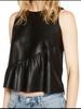 Stylish Casual Sleeveless Top Formal Black Party Genuine Lambskin Leather Women
