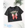 Casual Cotton Crop Tops Womens Summer Vibes Strawberry Prints Washed T-Shirts Distressed Fit Tees Street Clothes