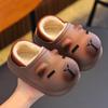 Capybara Kids' Winter Cartoon Cotton Slippers: Soft, Non-slip Indoor Shoes for Boys with Funny Step-on Design