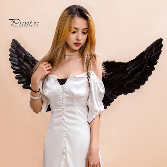 Halloween Cosplay Angel Wing Prop with Elastic Band Goose Feather Bright Colors Good Detail Stage Show Performance Role-Playing Party Dance Fake Wing