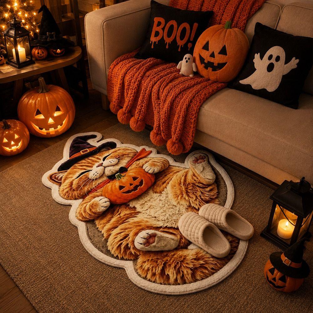 Absorbent Cat Shaped Rug Soft Surface Animal Door Mat Fashion Cat Floor Mat Living Room Decor