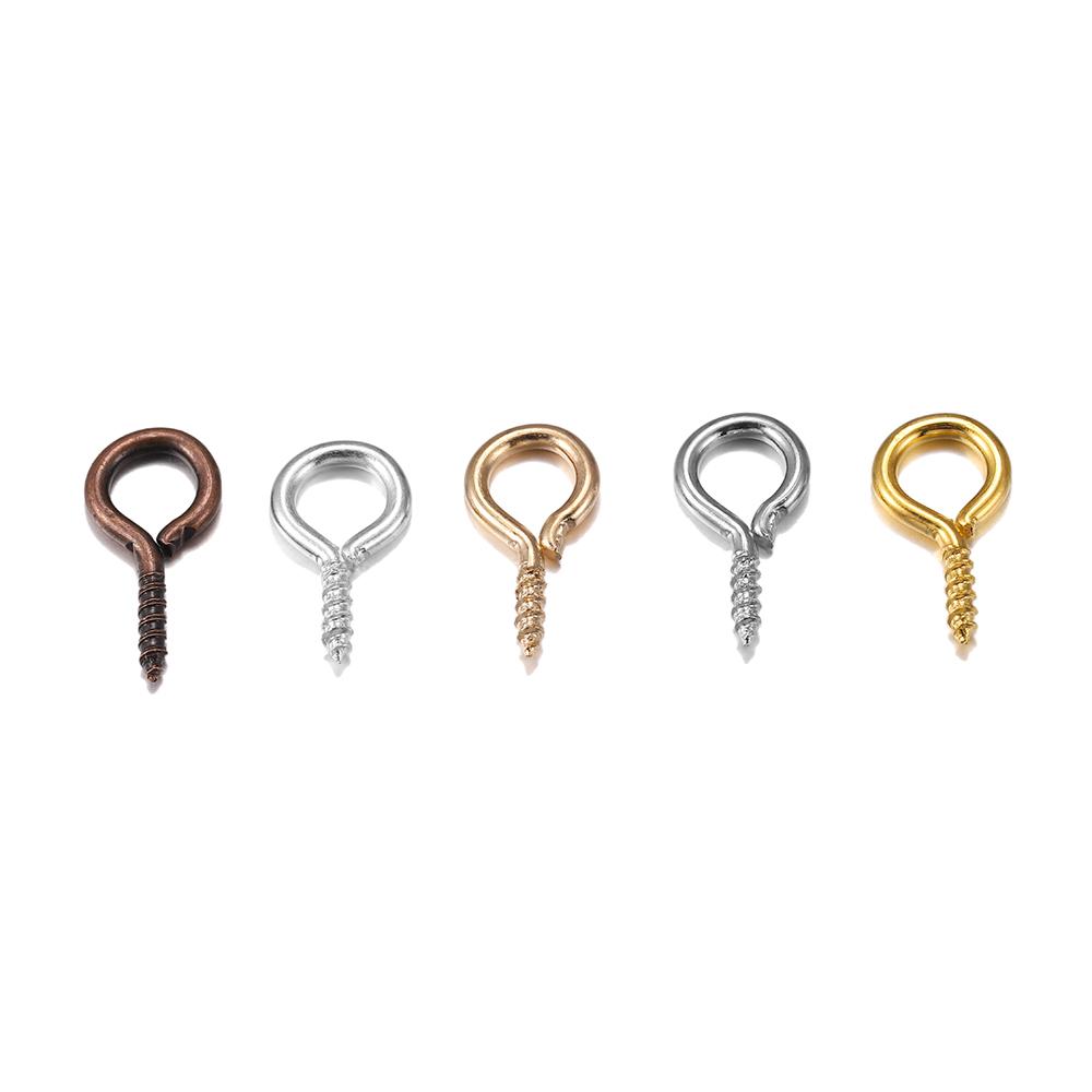 200Pcs Small Tiny Mini Eye Pins Eyepins Hooks Eyelets Screw Threaded Gold Color Clasps Hooks Findings for DIY Jewelry Making
