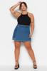 Women's Fashion New Plus Big Size Shorts & Bermuda Black High Waist Hem Tasseled Shorts Skirt