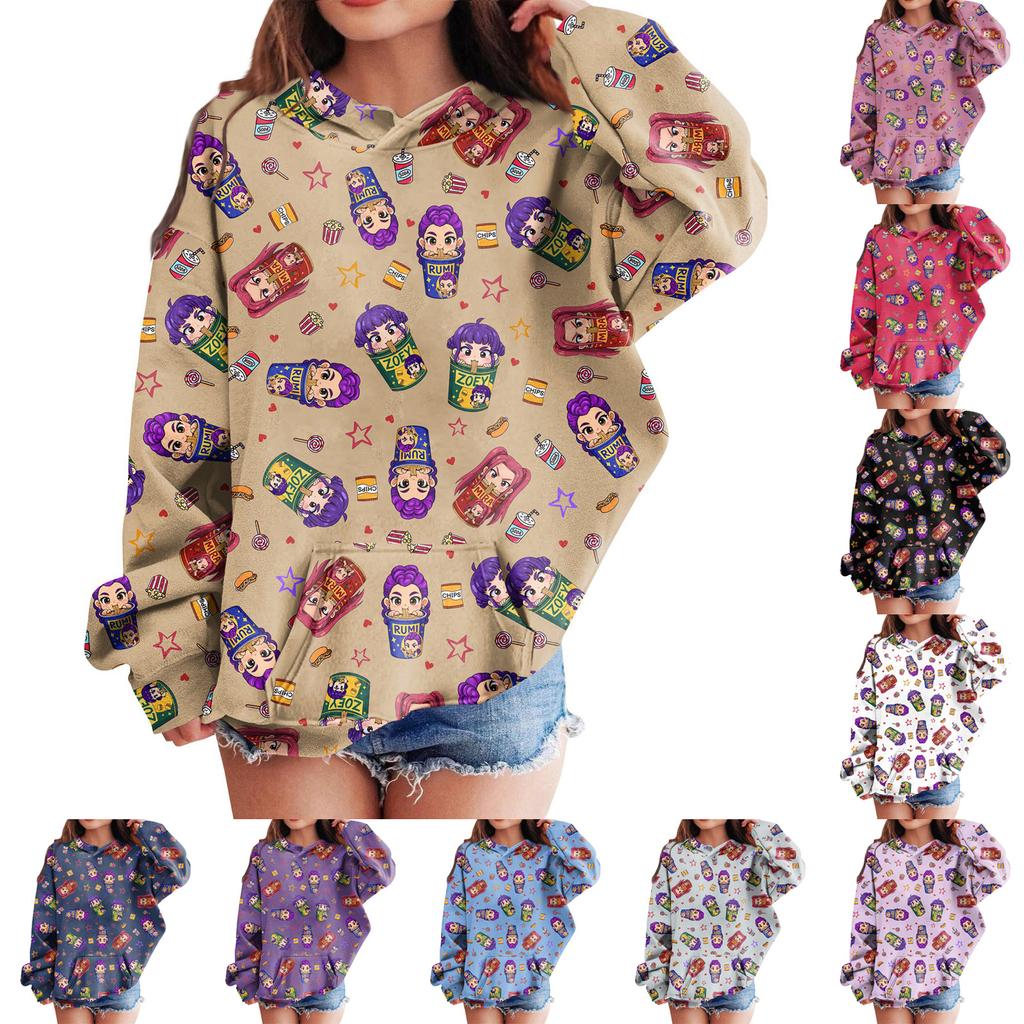 Sweatshirts For Teen Girls Hoodies Long Sleeve Drawstring Pullover Cute Printed Hoodie Top