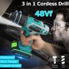 48 В двухскоростная бесщеточная аккумуляторная электрическая ударная дрель-шуруповерт со светодиодным освещением